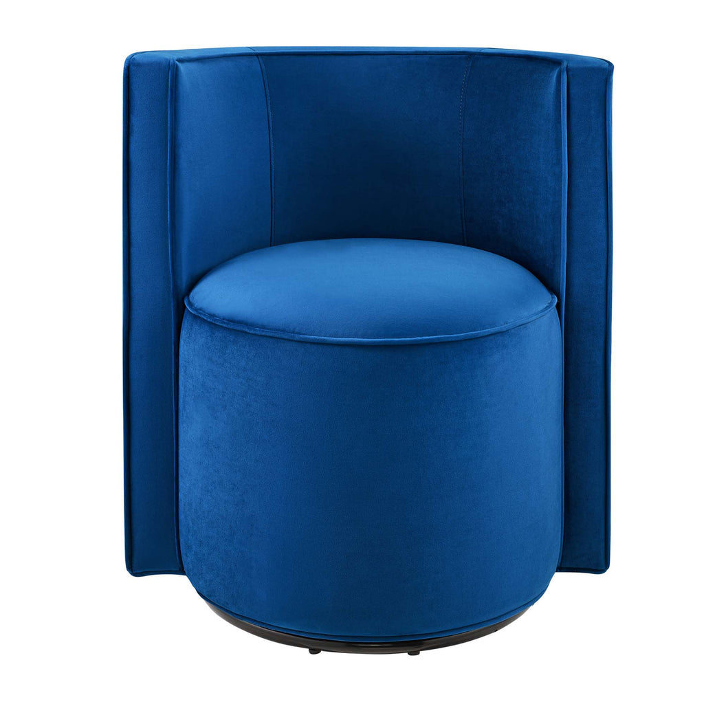 Della Performance Velvet Fabric Swivel Chair - Navy