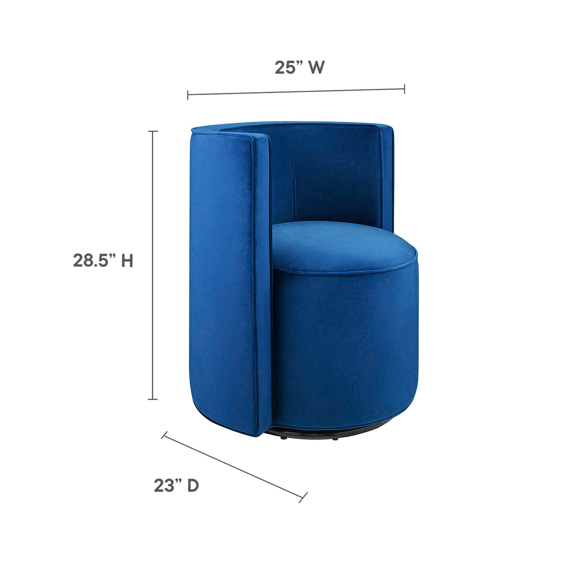 Della Performance Velvet Fabric Swivel Chair - Navy