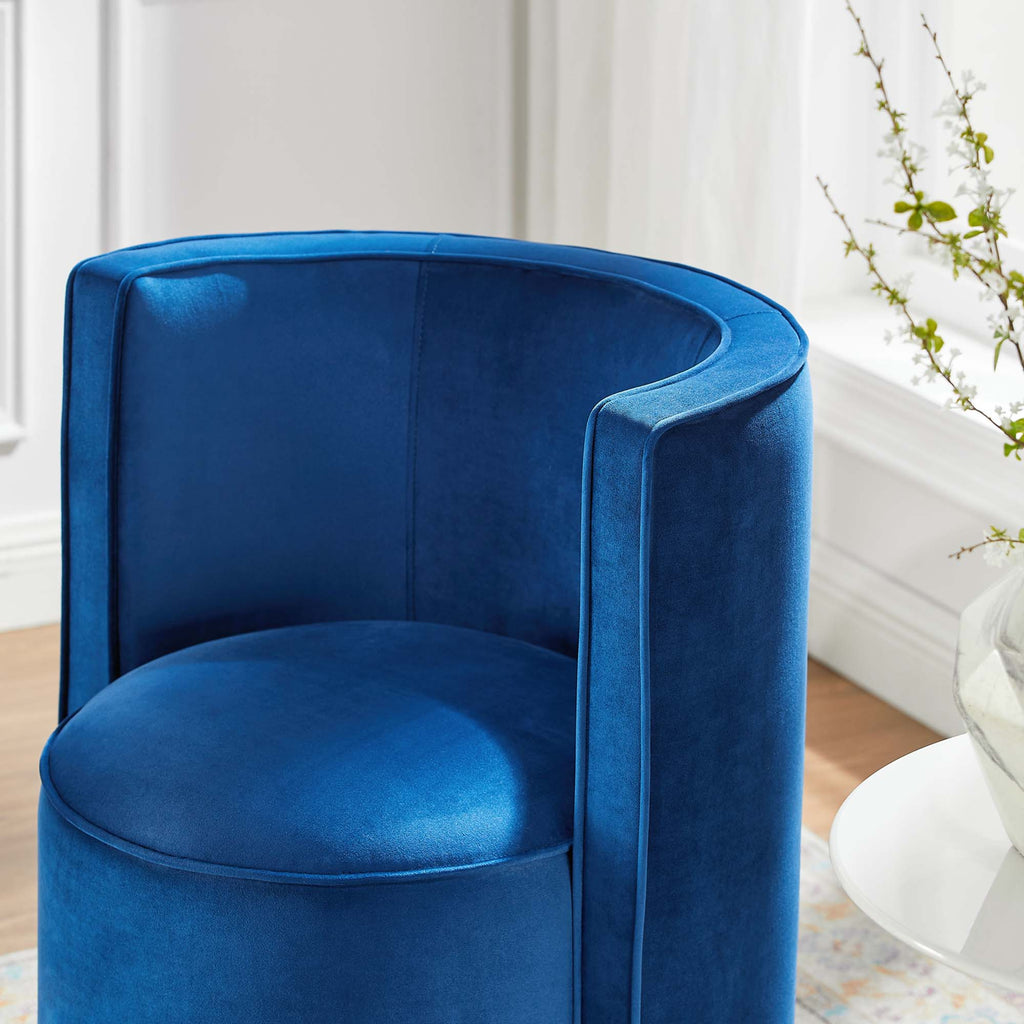 Della Performance Velvet Fabric Swivel Chair - Navy
