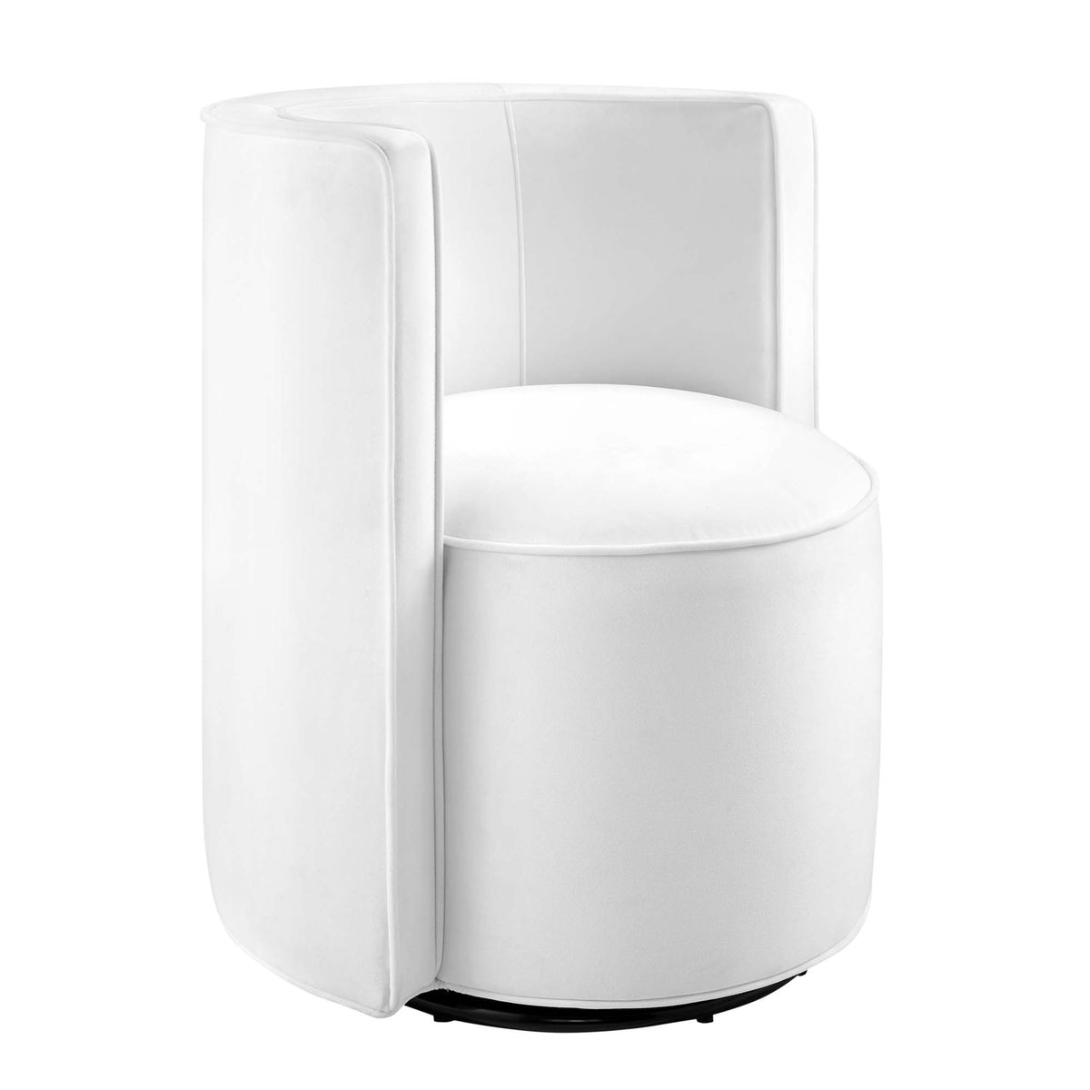 Della Performance Velvet Fabric Swivel Chair - White