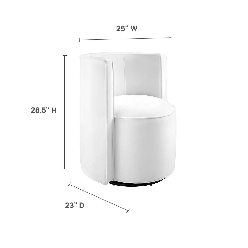 Della Performance Velvet Fabric Swivel Chair - White