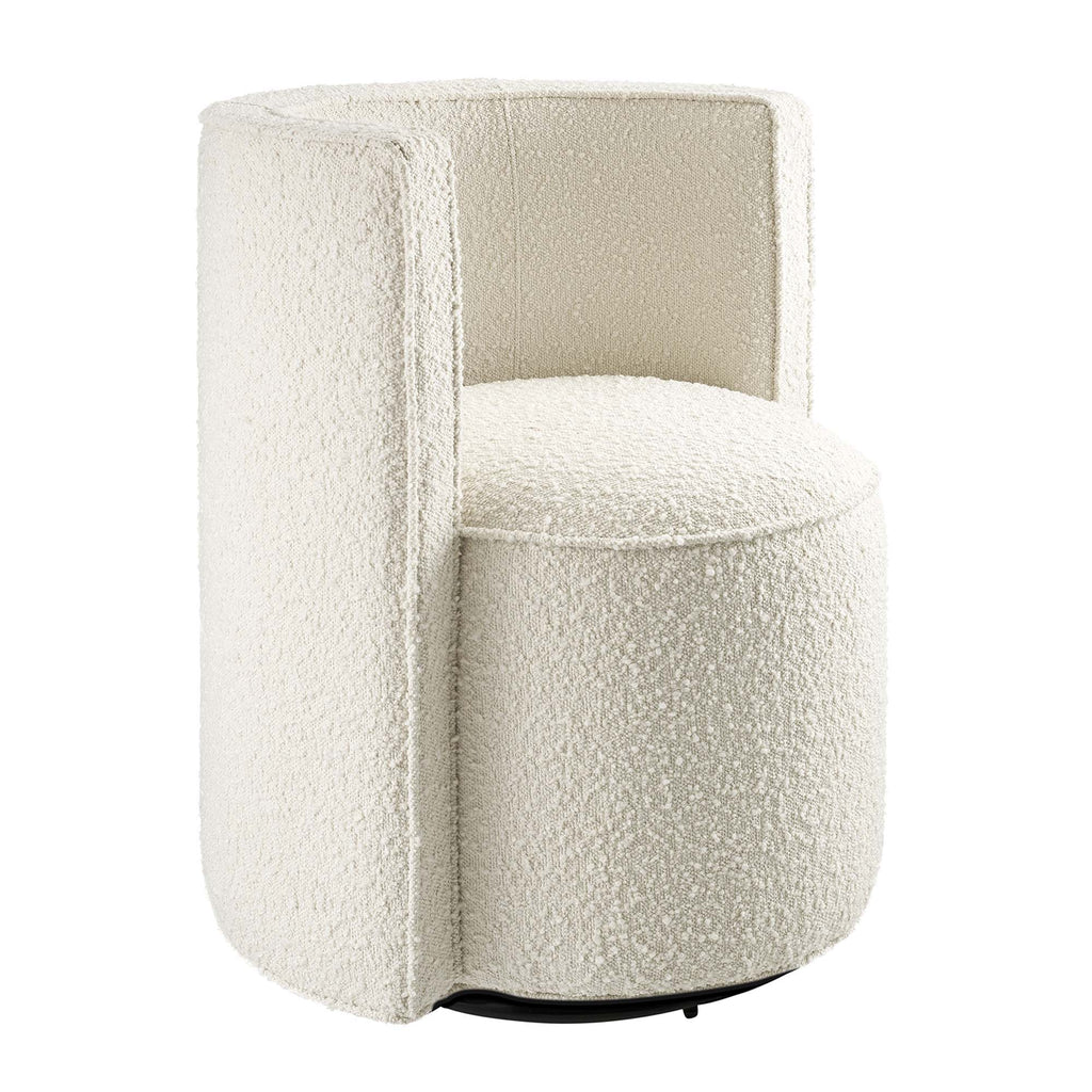 Della Boucle Fabric Swivel Chair - Ivory