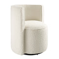Della Boucle Fabric Swivel Chair - Ivory