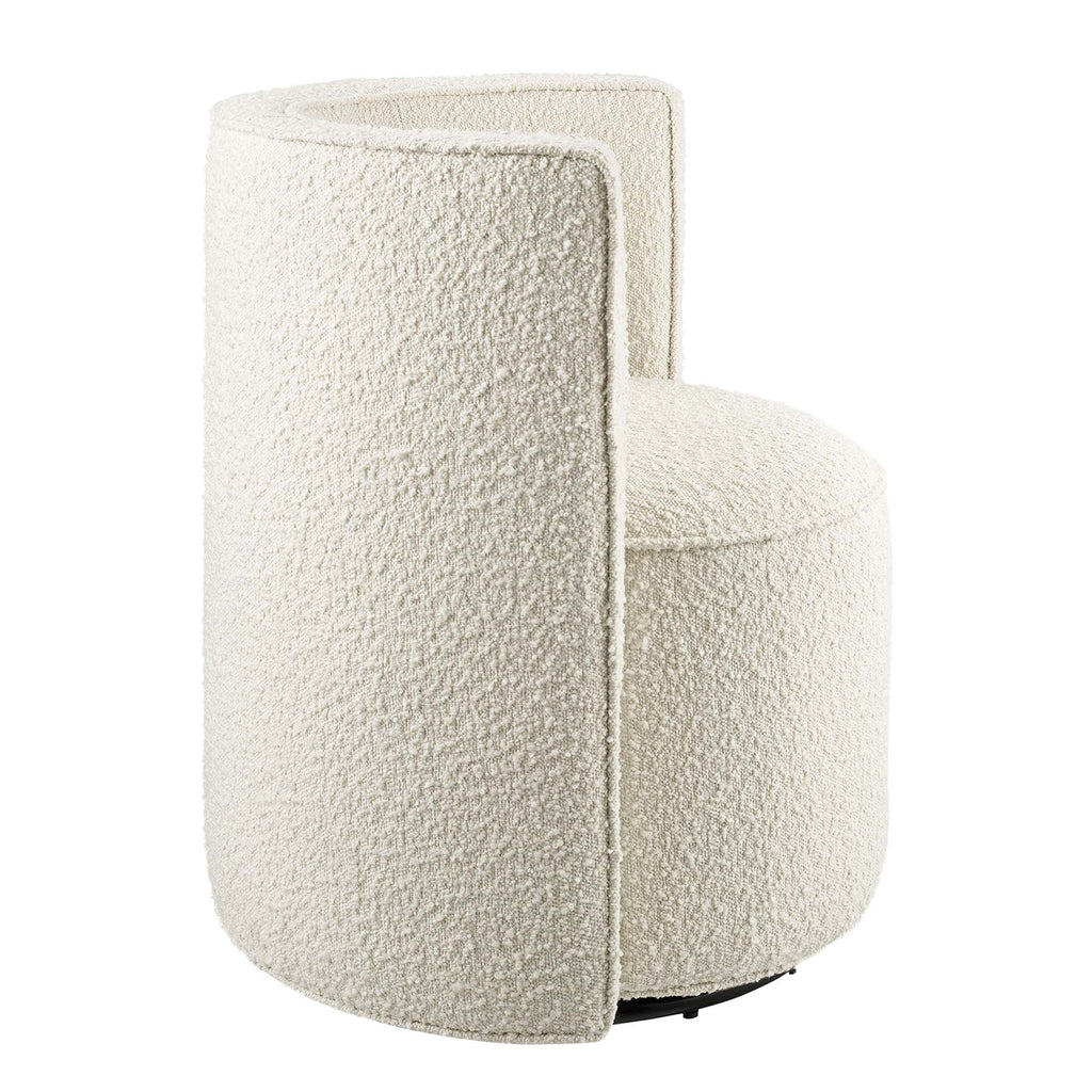 Della Boucle Fabric Swivel Chair - Ivory