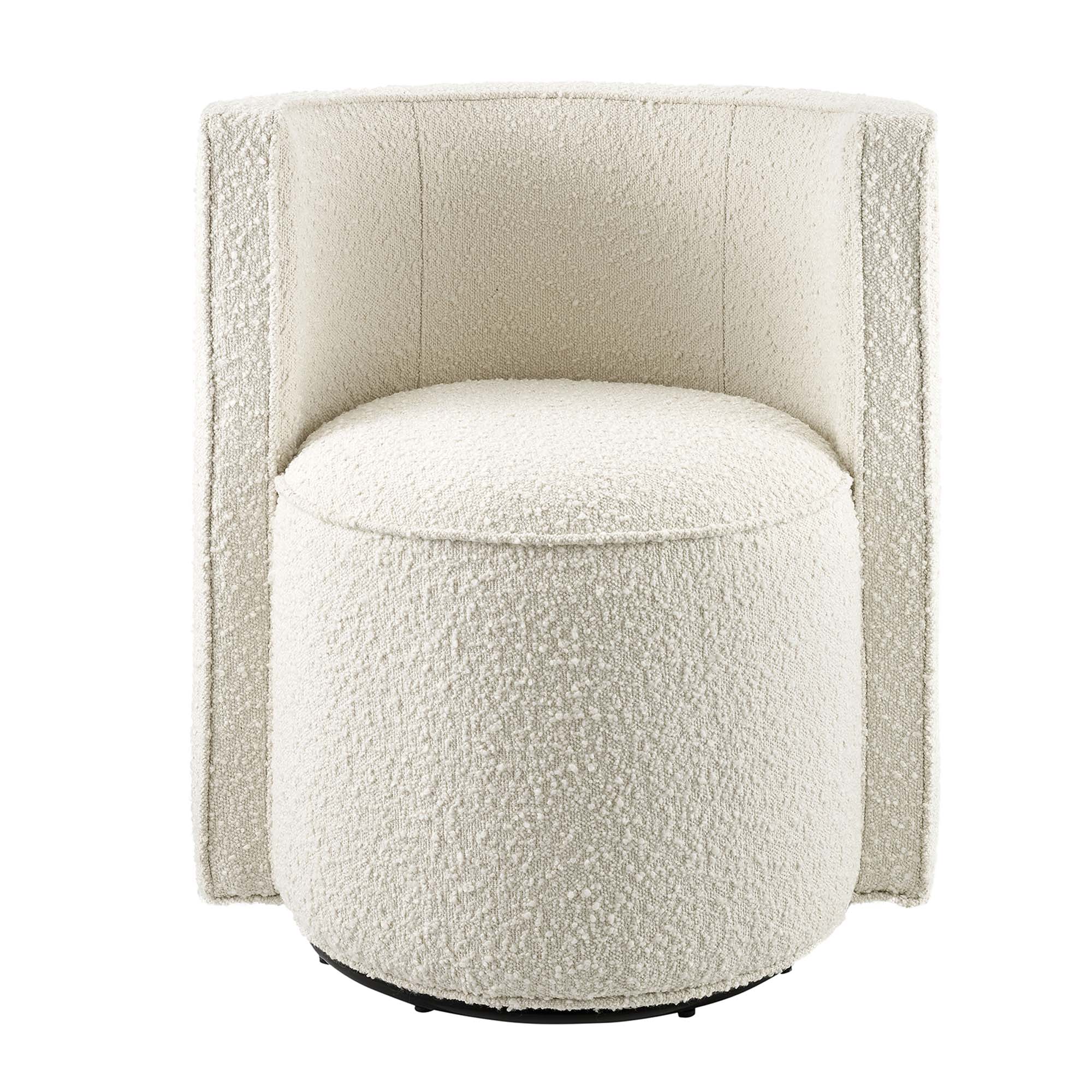 Della Boucle Fabric Swivel Chair - Ivory