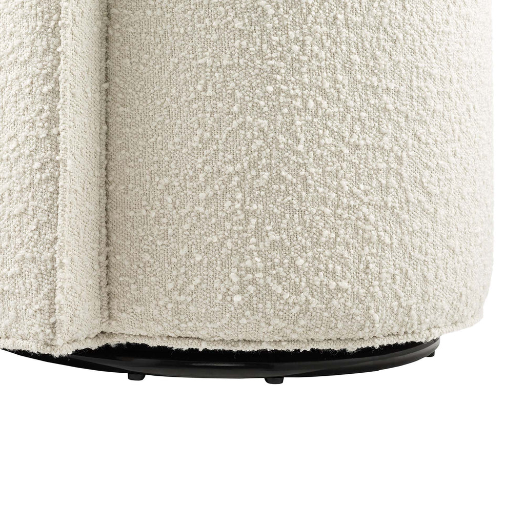 Della Boucle Fabric Swivel Chair - Ivory