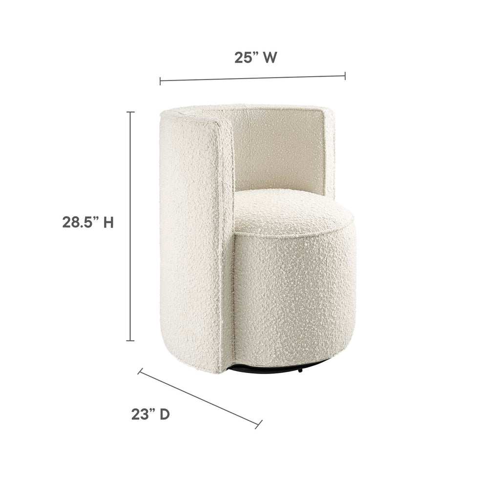 Della Boucle Fabric Swivel Chair - Ivory