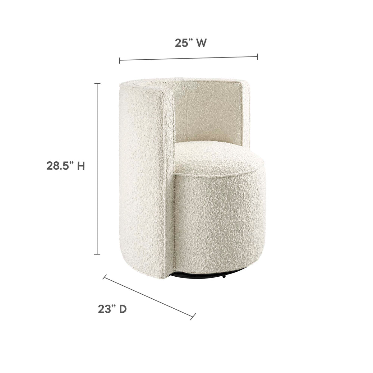 Della Boucle Fabric Swivel Chair - Ivory