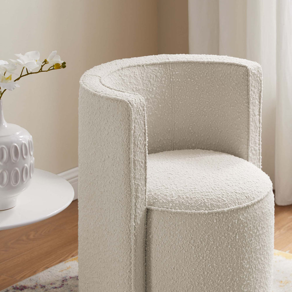 Della Boucle Fabric Swivel Chair - Ivory