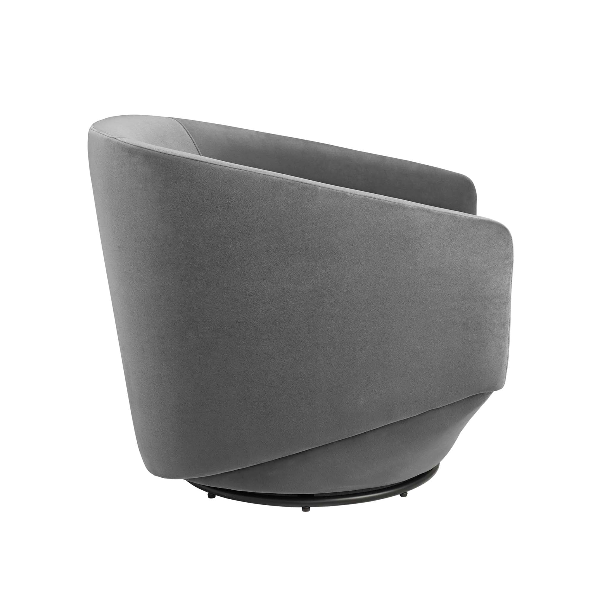 Series Performance Velvet Fabric Swivel Chair - Gray