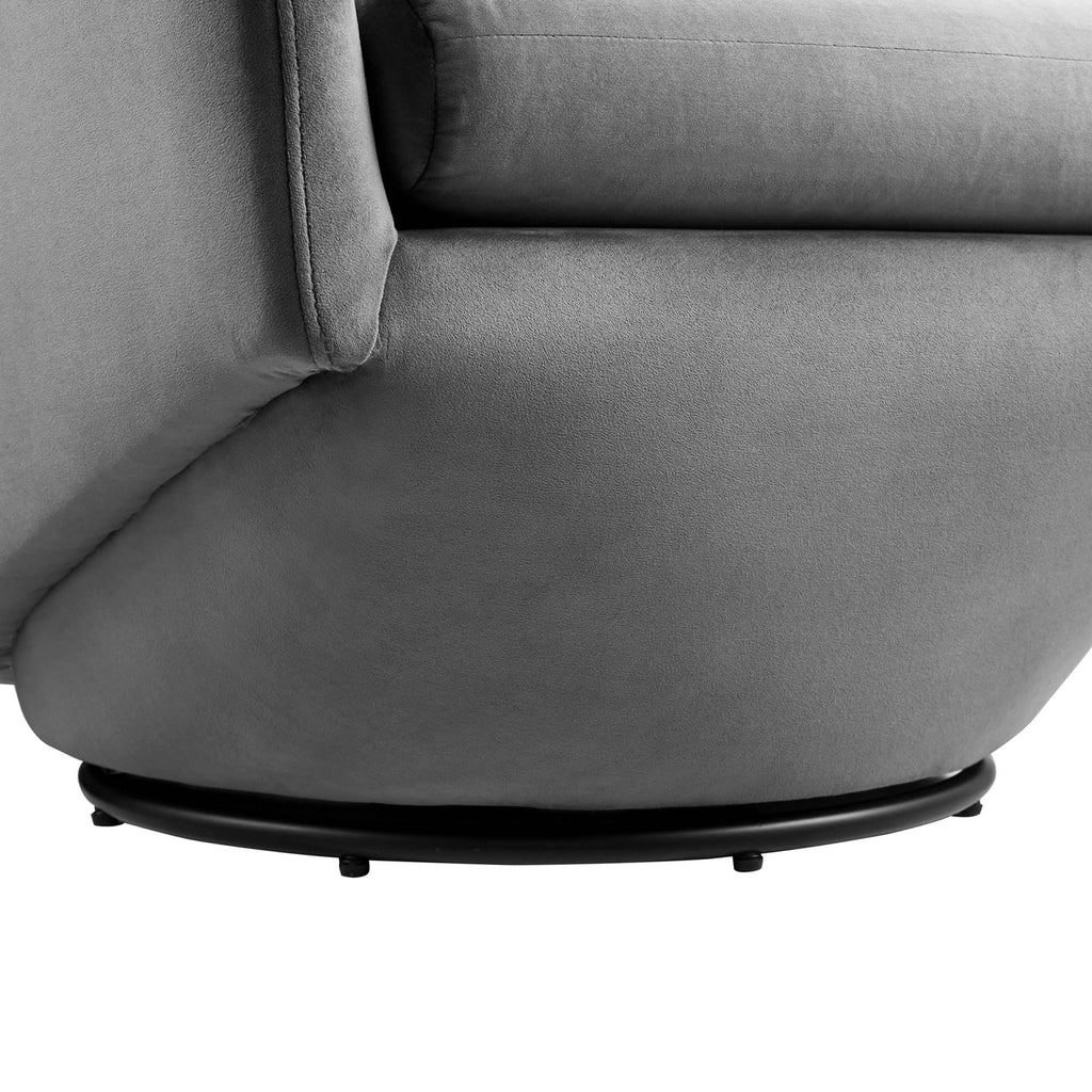 Series Performance Velvet Fabric Swivel Chair - Gray