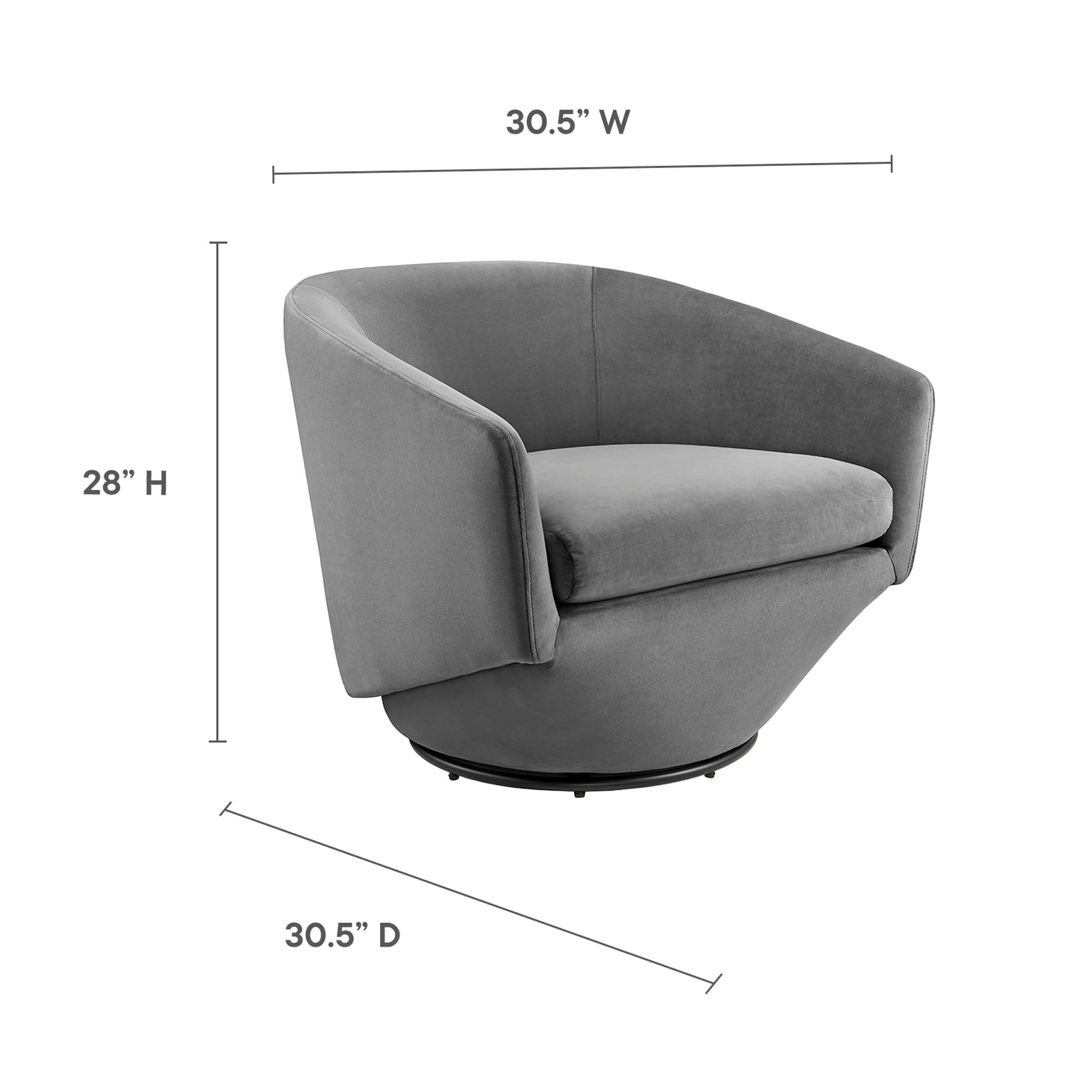 Series Performance Velvet Fabric Swivel Chair - Gray