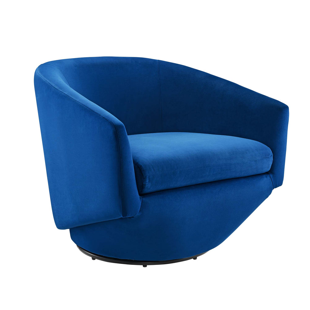 Series Performance Velvet Fabric Swivel Chair - Navy