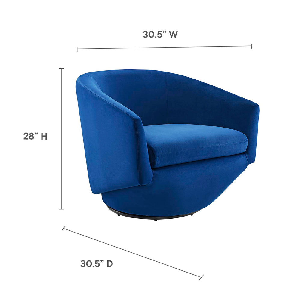 Series Performance Velvet Fabric Swivel Chair - Navy