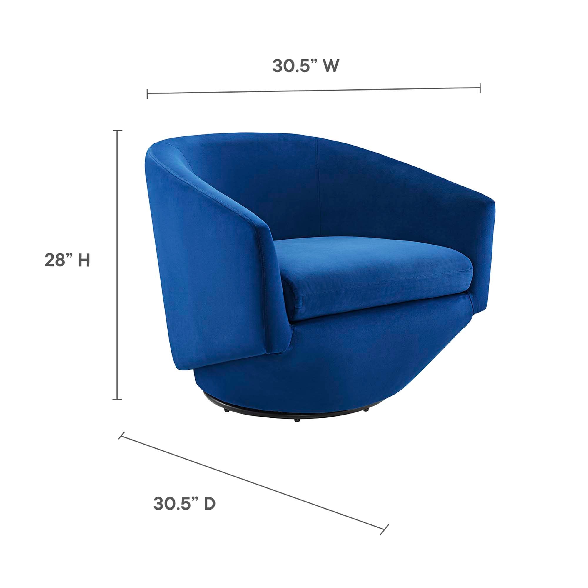 Series Performance Velvet Fabric Swivel Chair - Navy