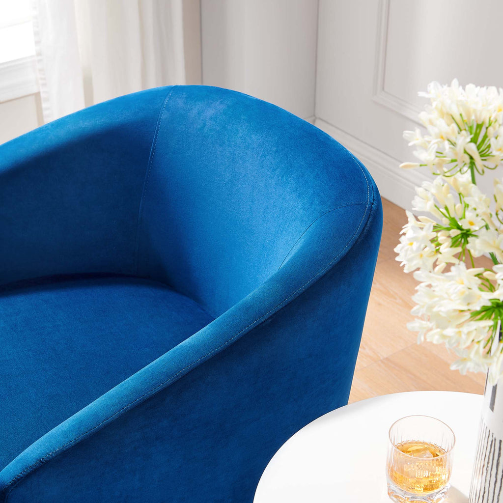 Series Performance Velvet Fabric Swivel Chair - Navy