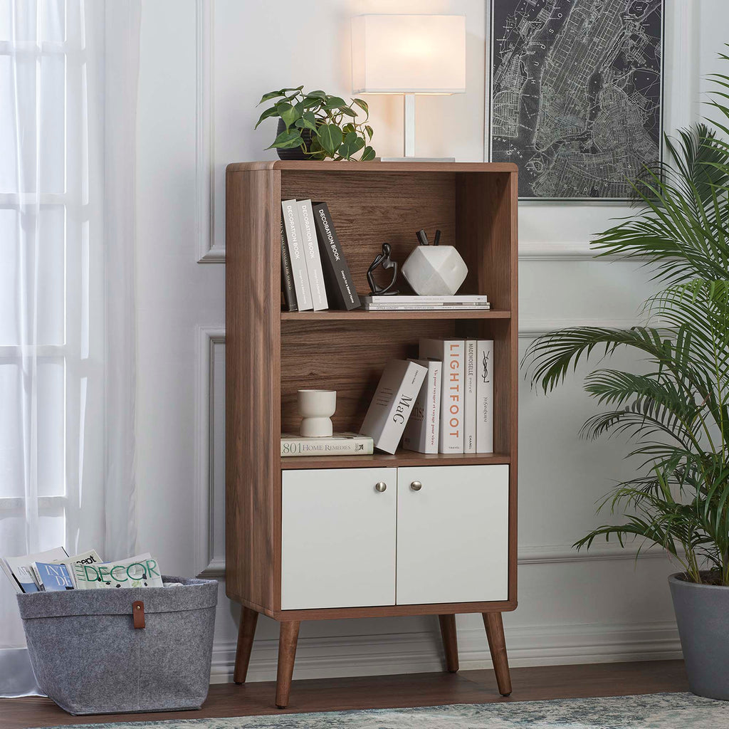 Transmit Display Cabinet Bookshelf - Walnut White