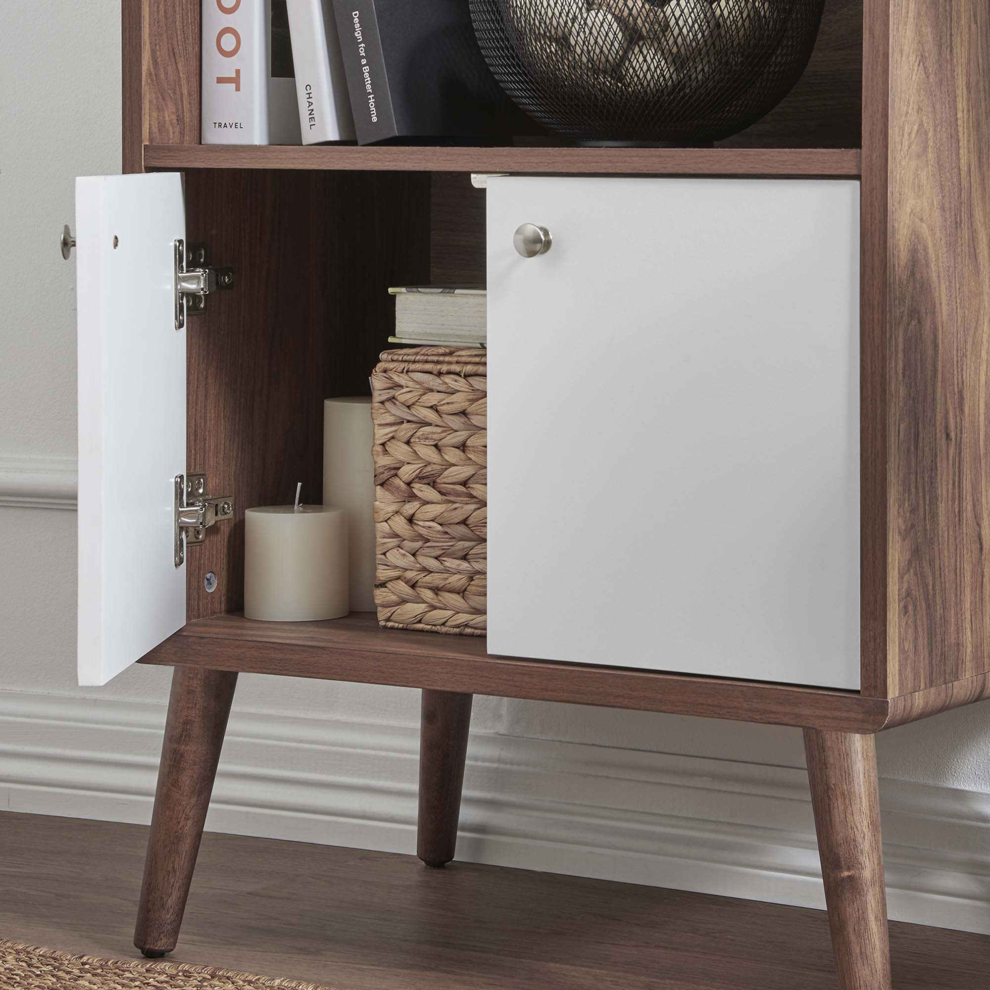 Transmit Display Cabinet Bookshelf - Walnut White
