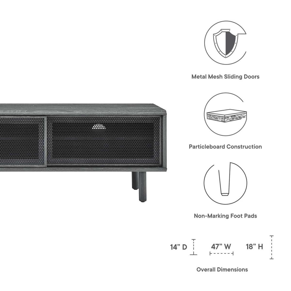 Kurtis 47" TV Stand - Charcoal