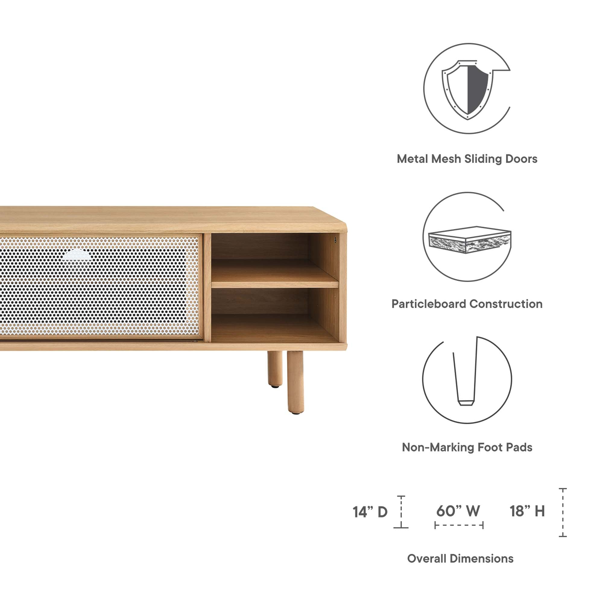 Kurtis 60" TV Stand - Oak