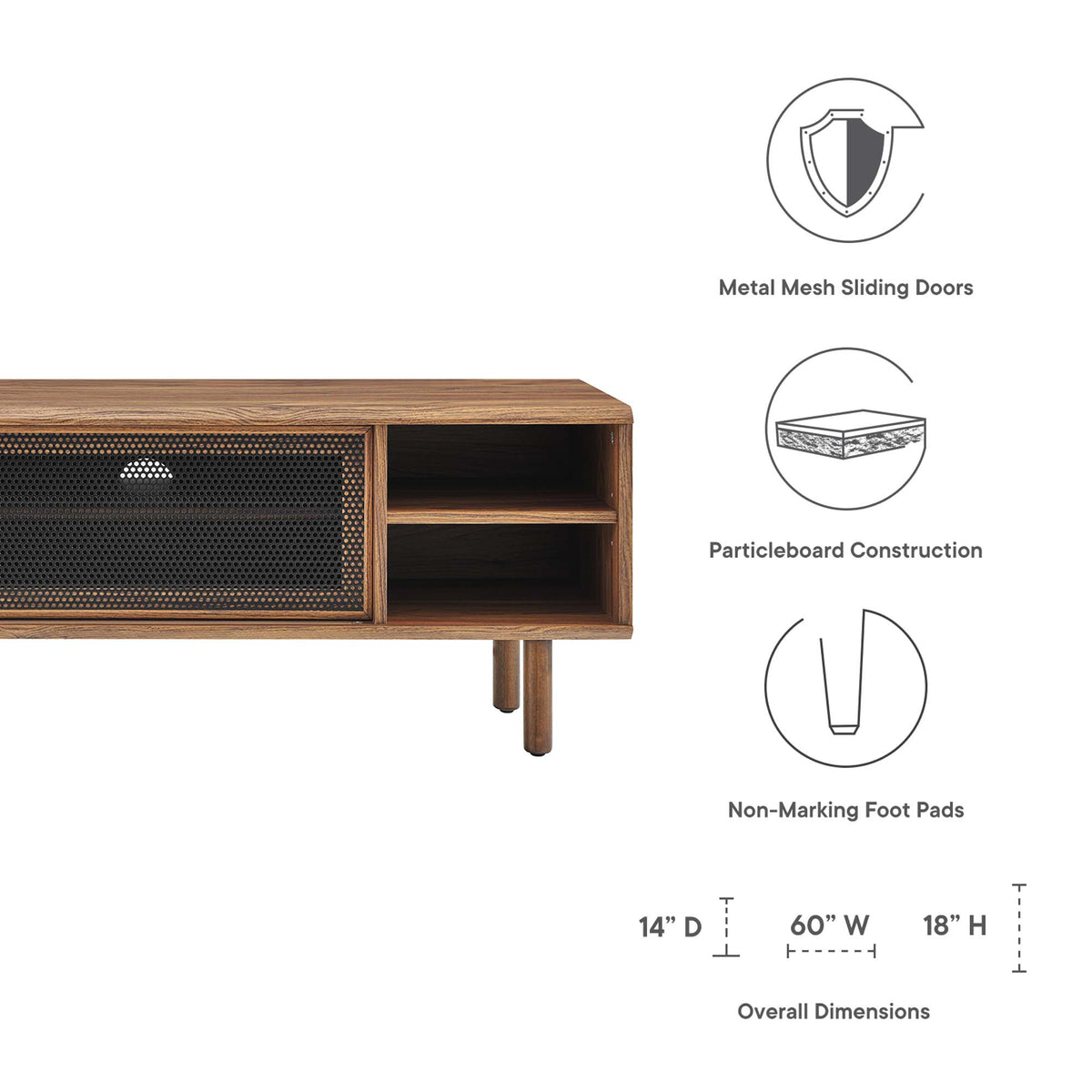 Kurtis 60" TV Stand - Walnut