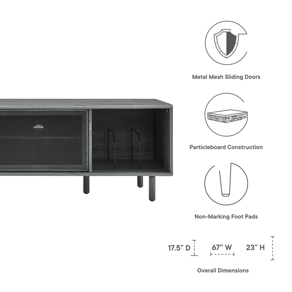 Kurtis 67" TV and Vinyl Record Stand - Charcoal