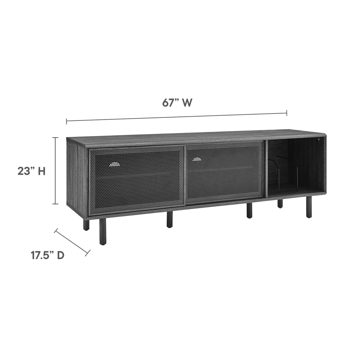 Kurtis 67" TV and Vinyl Record Stand - Charcoal