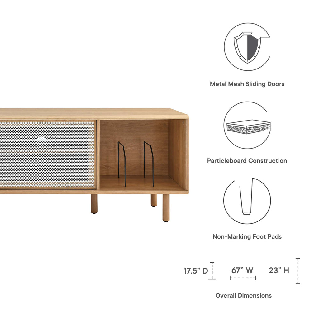 Kurtis 67" TV and Vinyl Record Stand - Oak