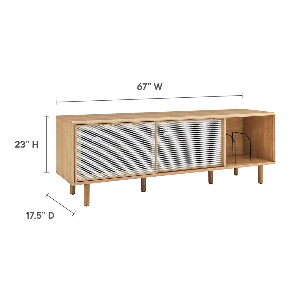 Kurtis 67" TV and Vinyl Record Stand - Oak