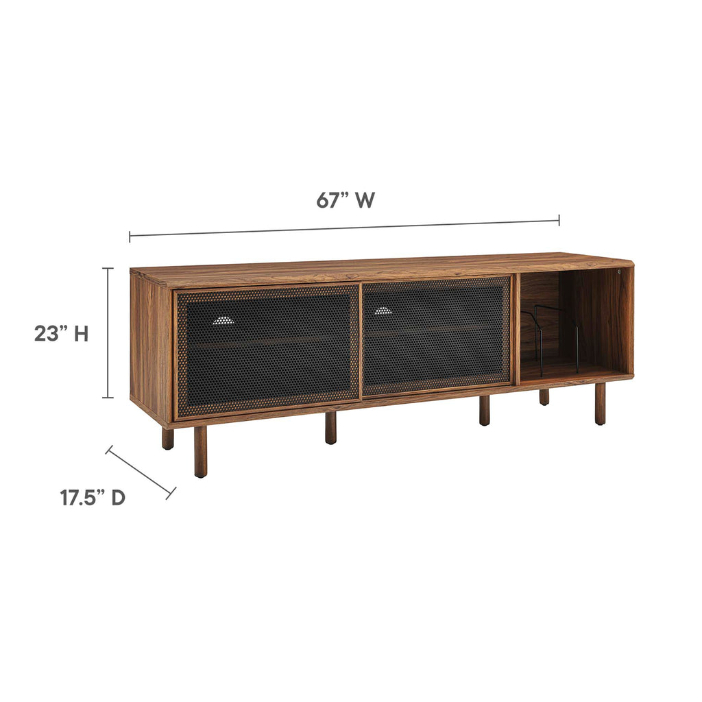 Kurtis 67" TV and Vinyl Record Stand - Walnut