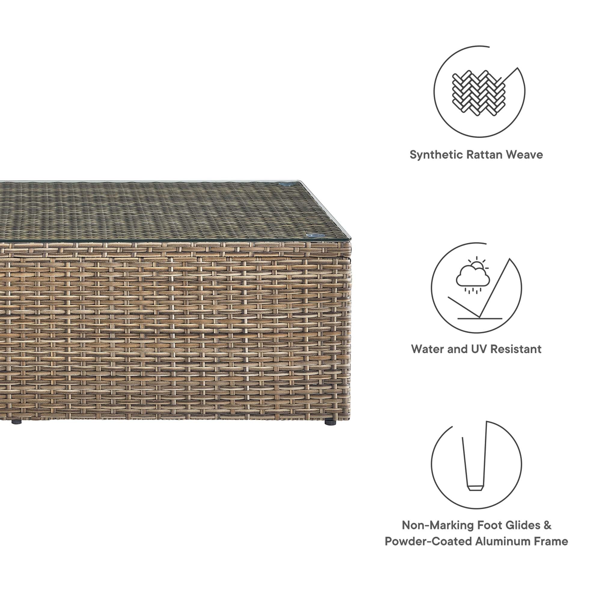 Convene Outdoor Patio Coffee Table - Brown