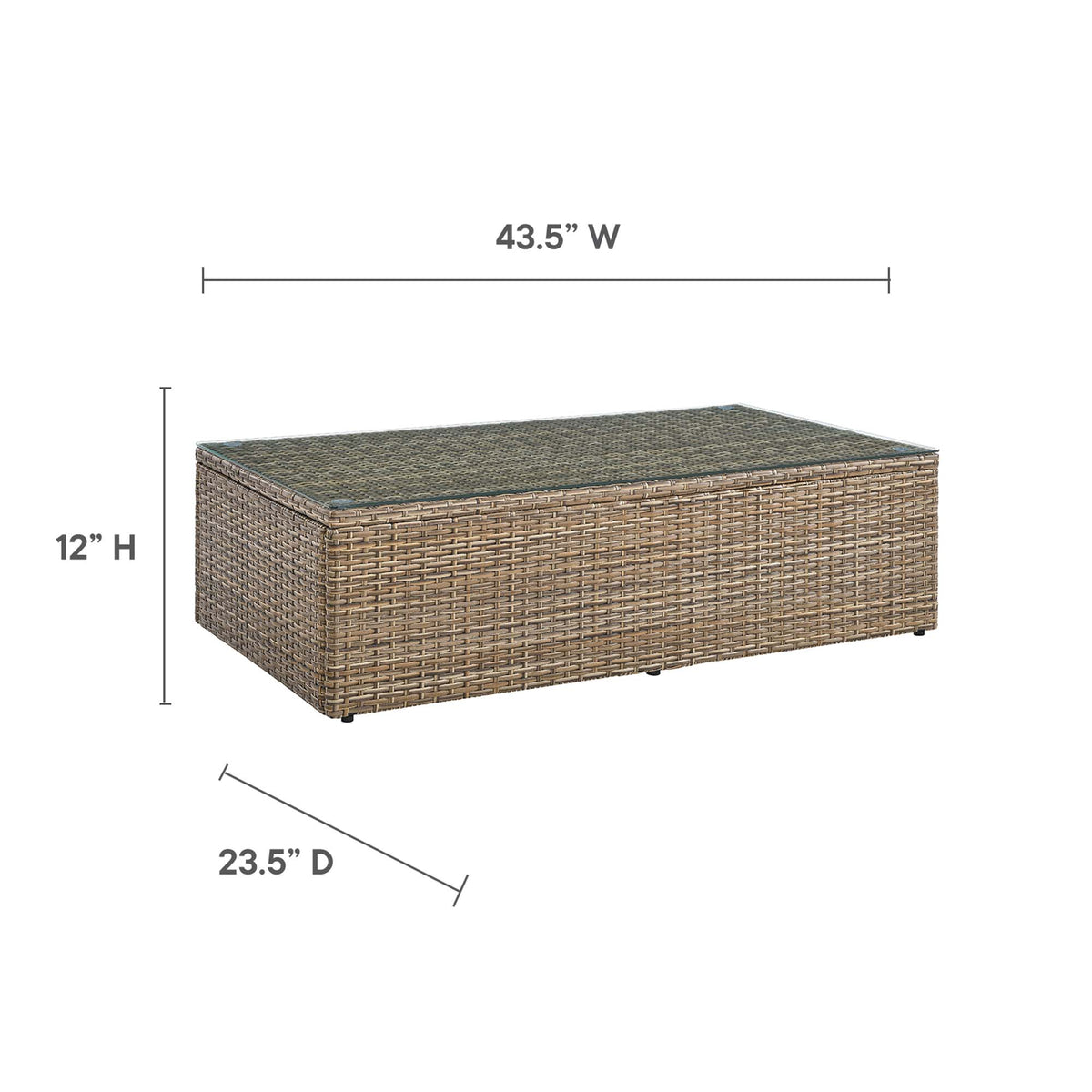 Convene Outdoor Patio Coffee Table - Brown