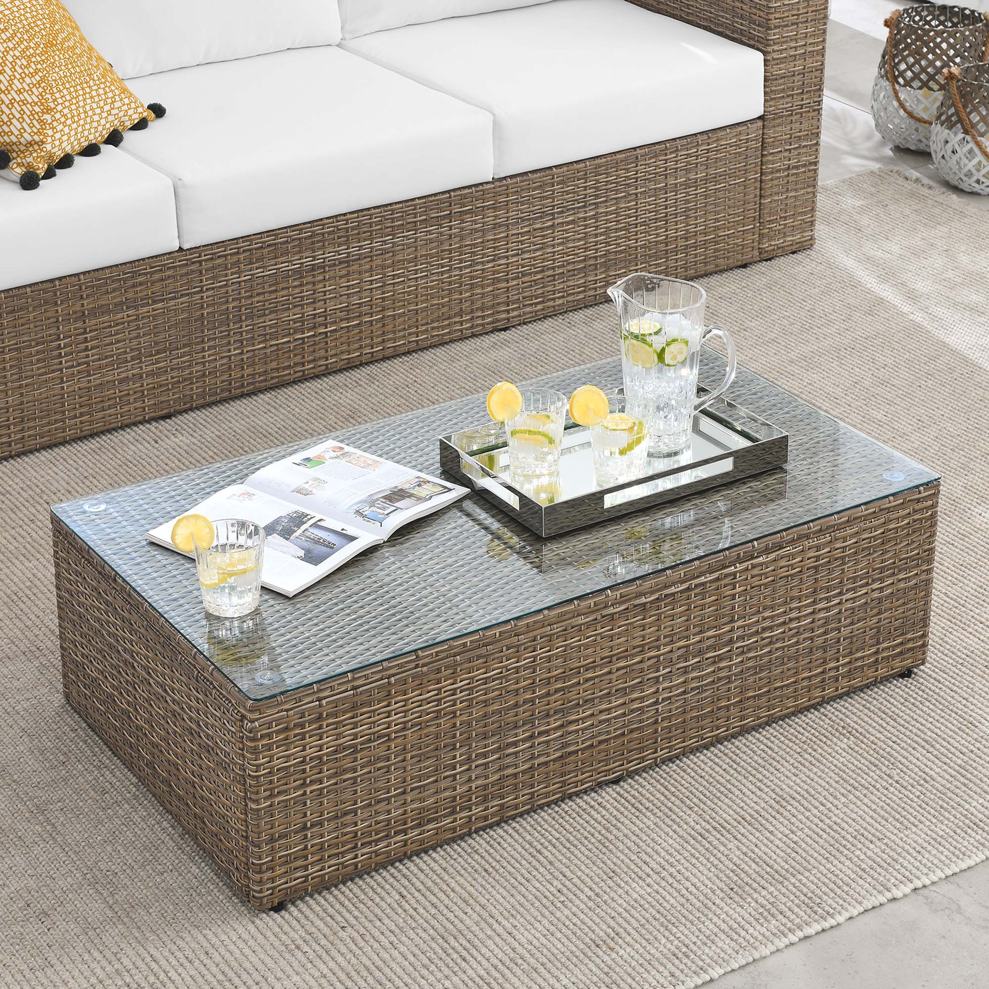 Convene Outdoor Patio Coffee Table - Brown