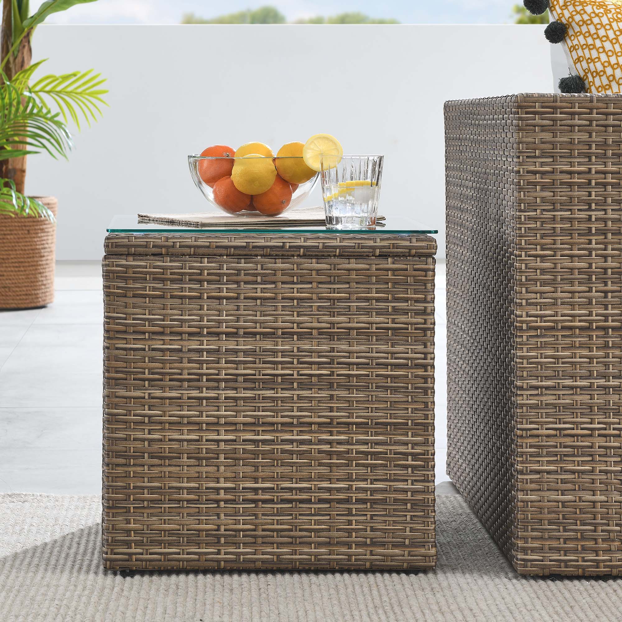Convene Outdoor Patio Side Table - Brown