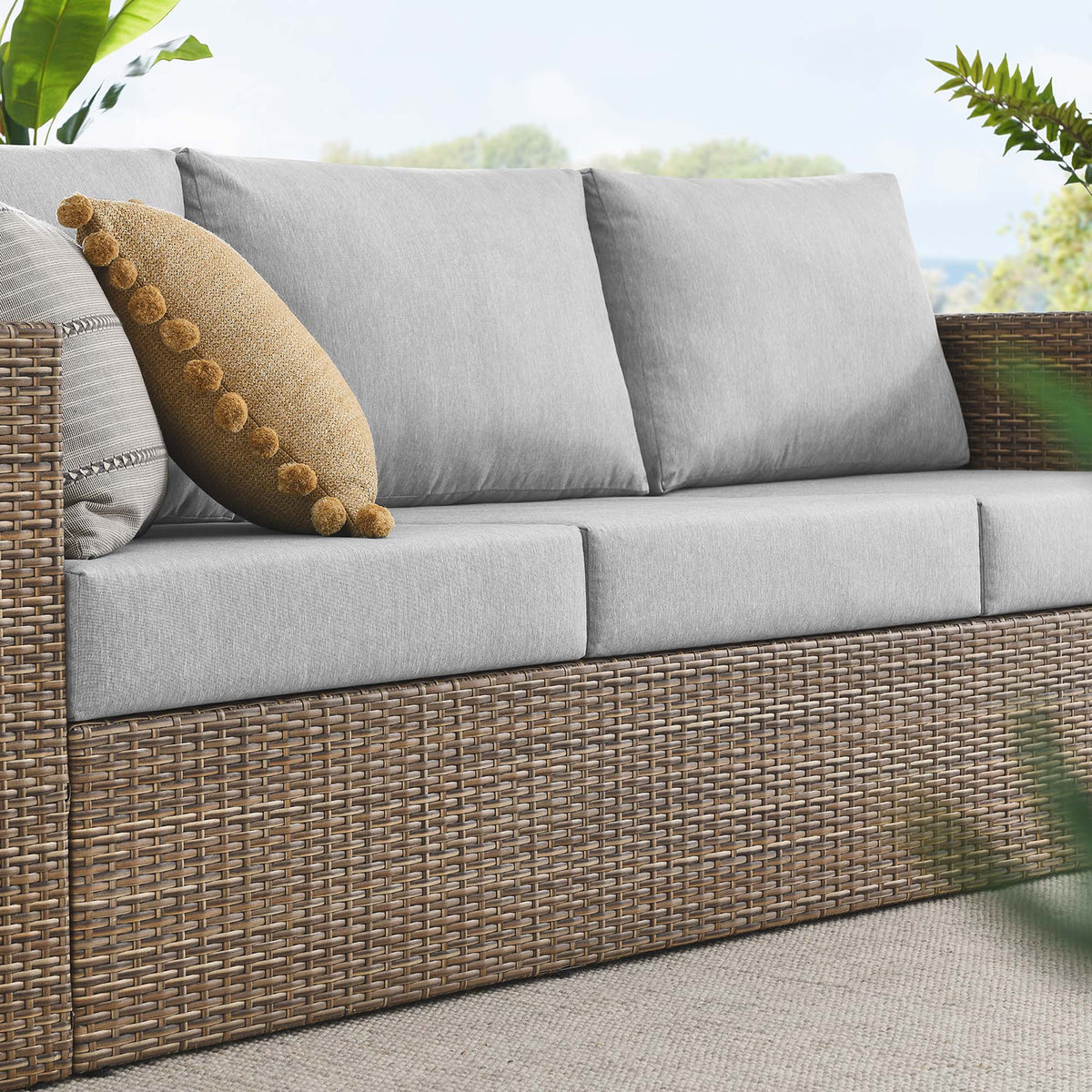 Convene Outdoor Patio Sofa - Cappuccino Gray