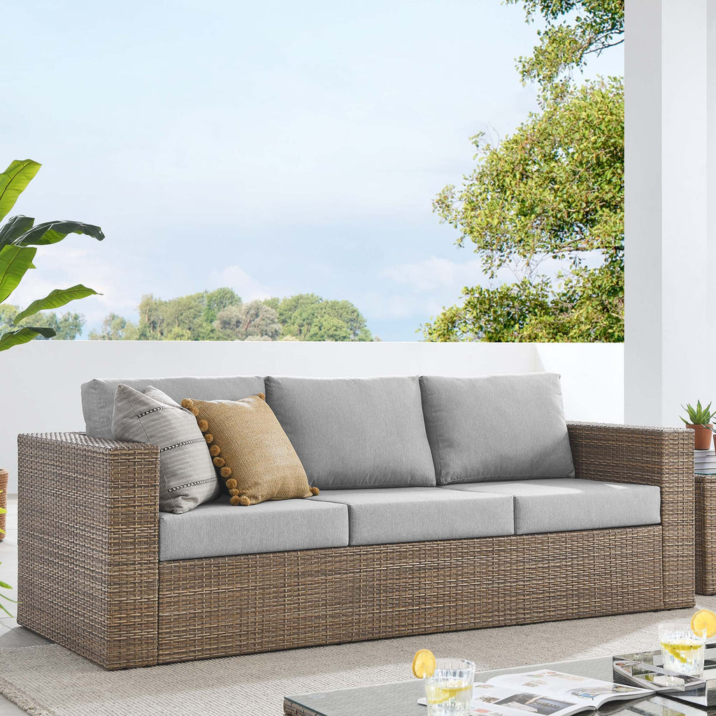 Convene Outdoor Patio Sofa - Cappuccino Gray