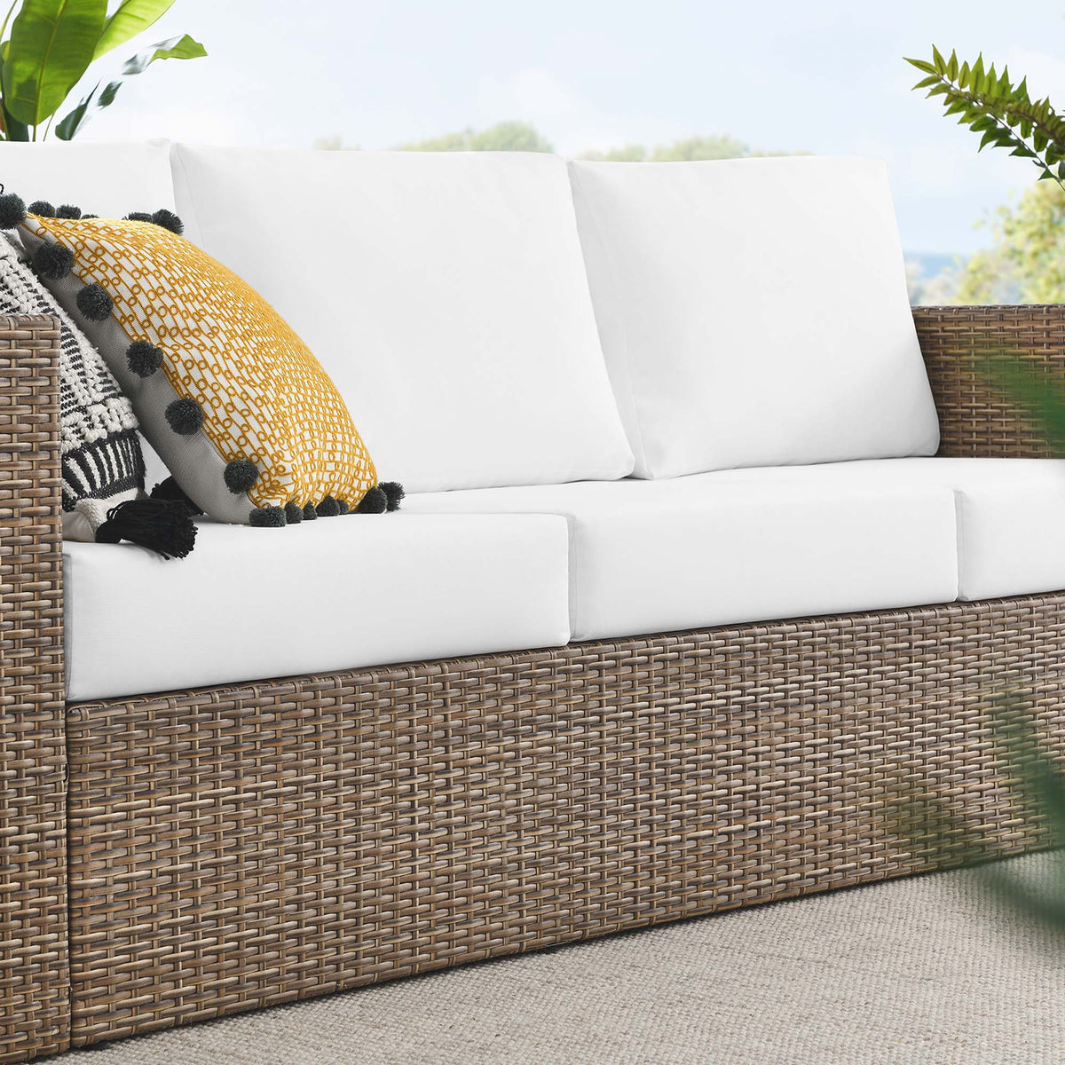 Convene Outdoor Patio Sofa - Cappuccino White