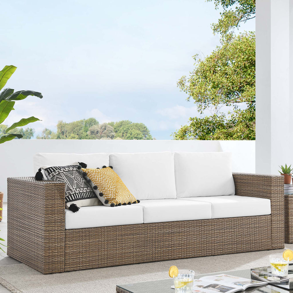 Convene Outdoor Patio Sofa - Cappuccino White