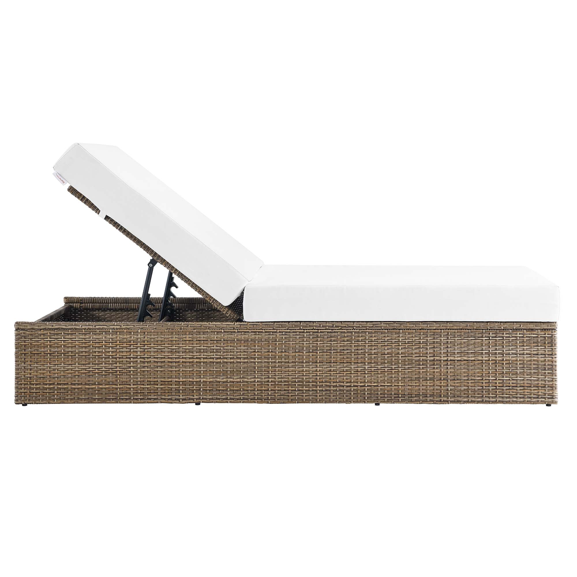 Convene Outdoor Patio Chaise Lounge Chair - Cappuccino White