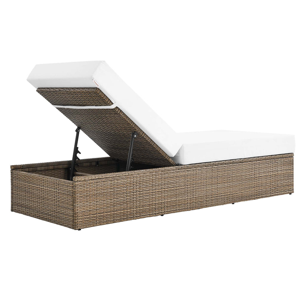 Convene Outdoor Patio Chaise Lounge Chair - Cappuccino White