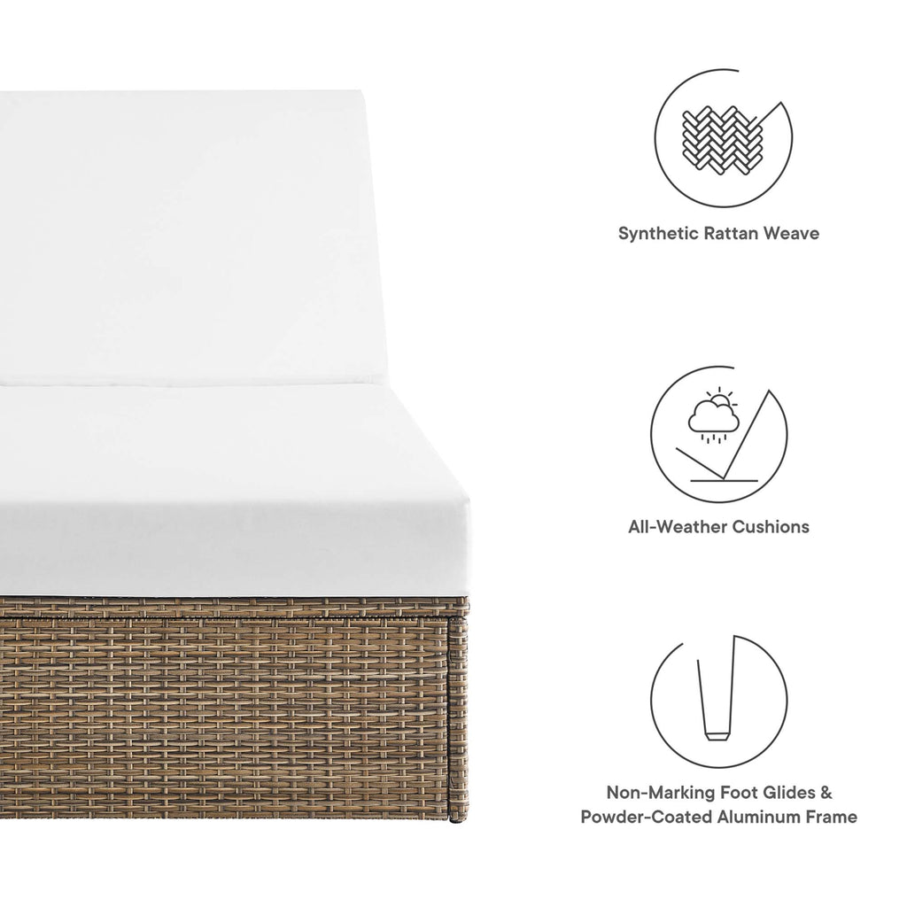Convene Outdoor Patio Chaise Lounge Chair - Cappuccino White