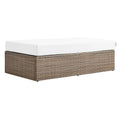 Convene Outdoor Patio Rectangle Ottoman - Cappuccino White