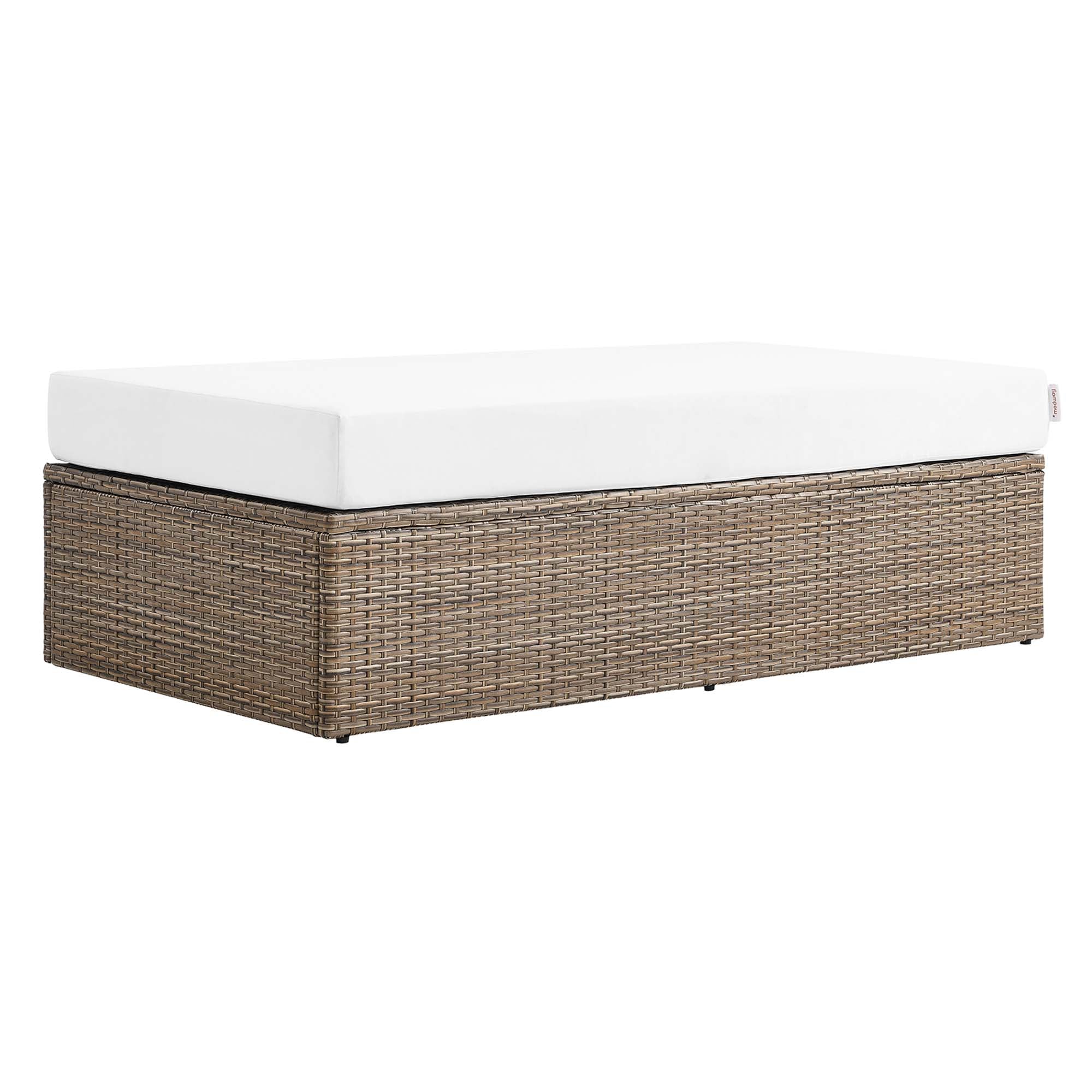 Convene Outdoor Patio Rectangle Ottoman - Cappuccino White