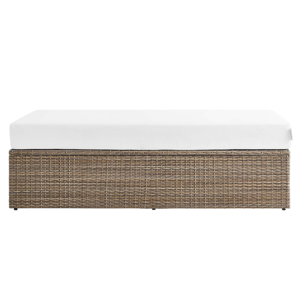 Convene Outdoor Patio Rectangle Ottoman - Cappuccino White