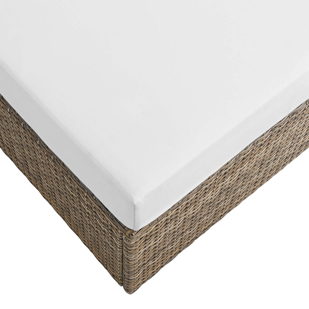Convene Outdoor Patio Rectangle Ottoman - Cappuccino White