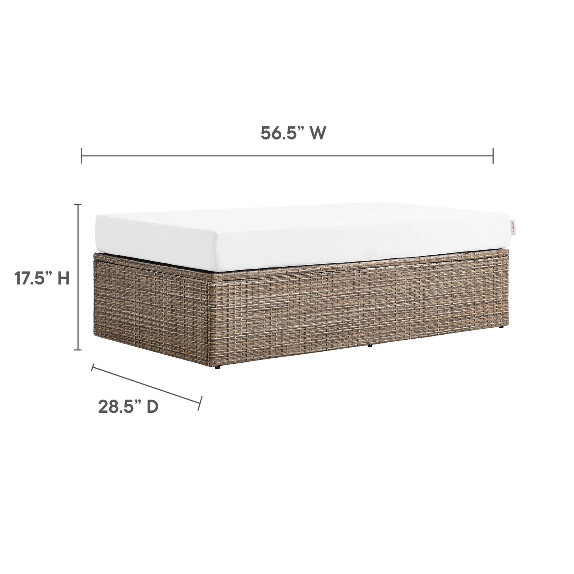 Convene Outdoor Patio Rectangle Ottoman - Cappuccino White