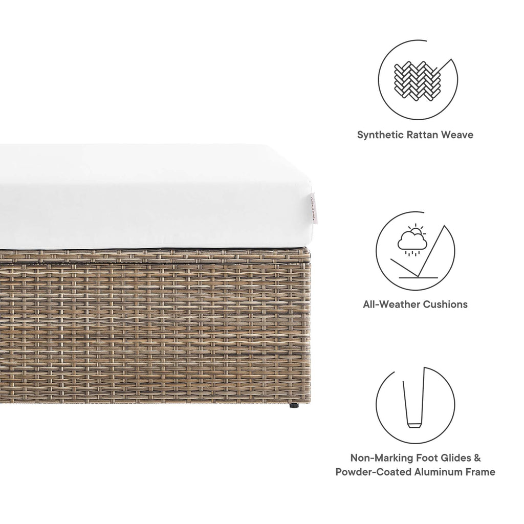 Convene Outdoor Patio Rectangle Ottoman - Cappuccino White