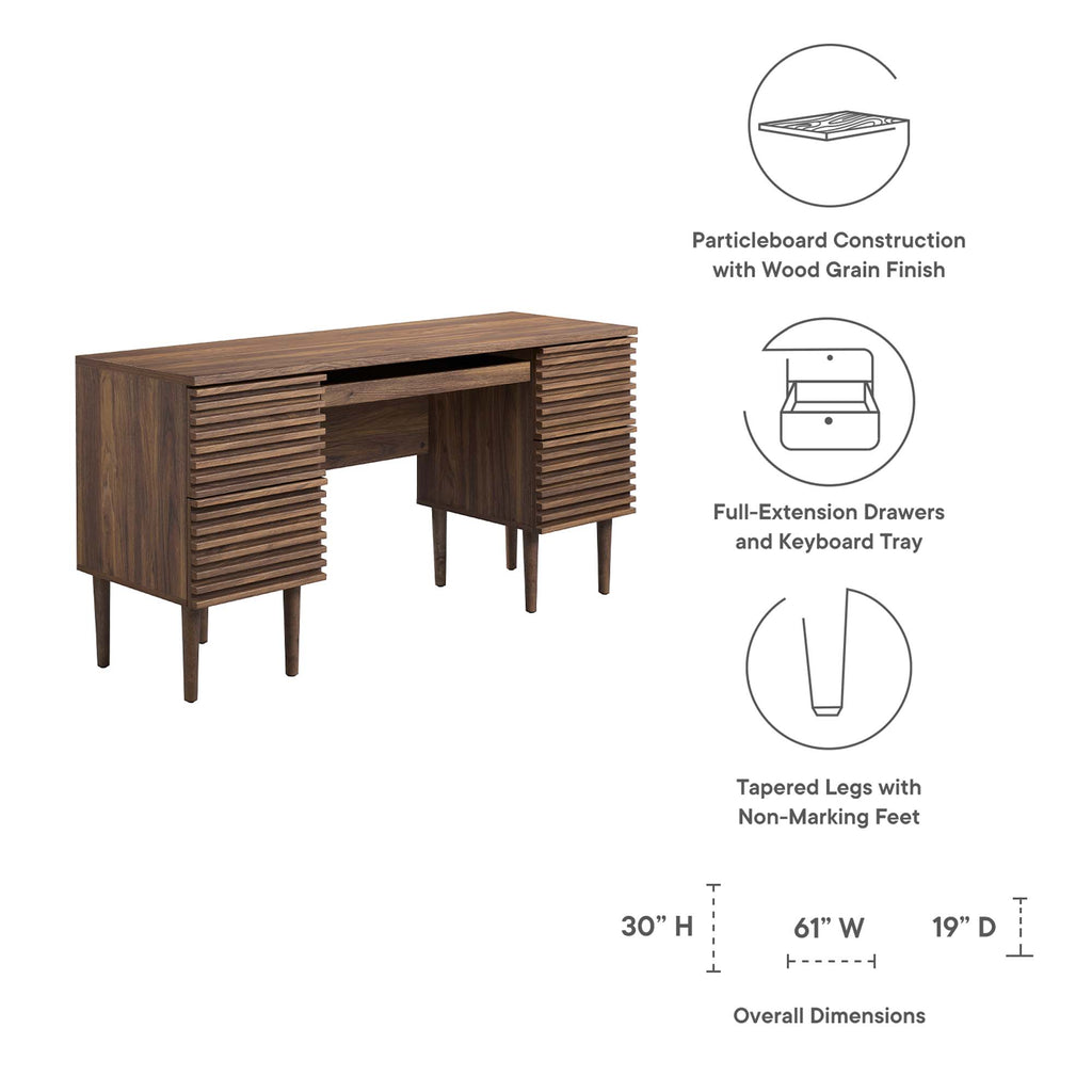 Render Office Desk - Walnut