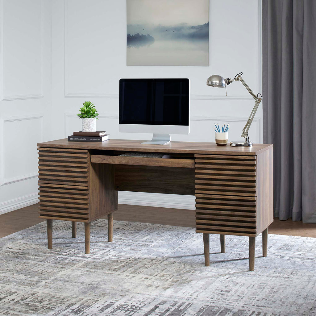 Render Office Desk - Walnut