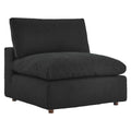 Commix Down Filled Overstuffed Boucle Fabric Armless Chair - Black